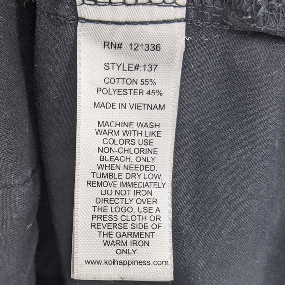 Koi Classics Katelyn Mock Wrap Black Scrub Top - Picture 7 of 7